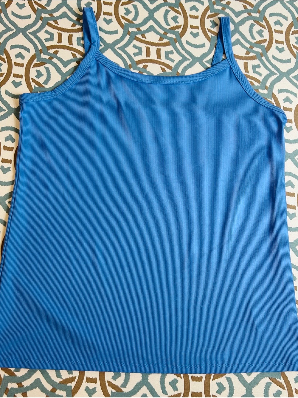 Solid Blue Ribbed Spaghetti-Strap Tank Top - Unbranded